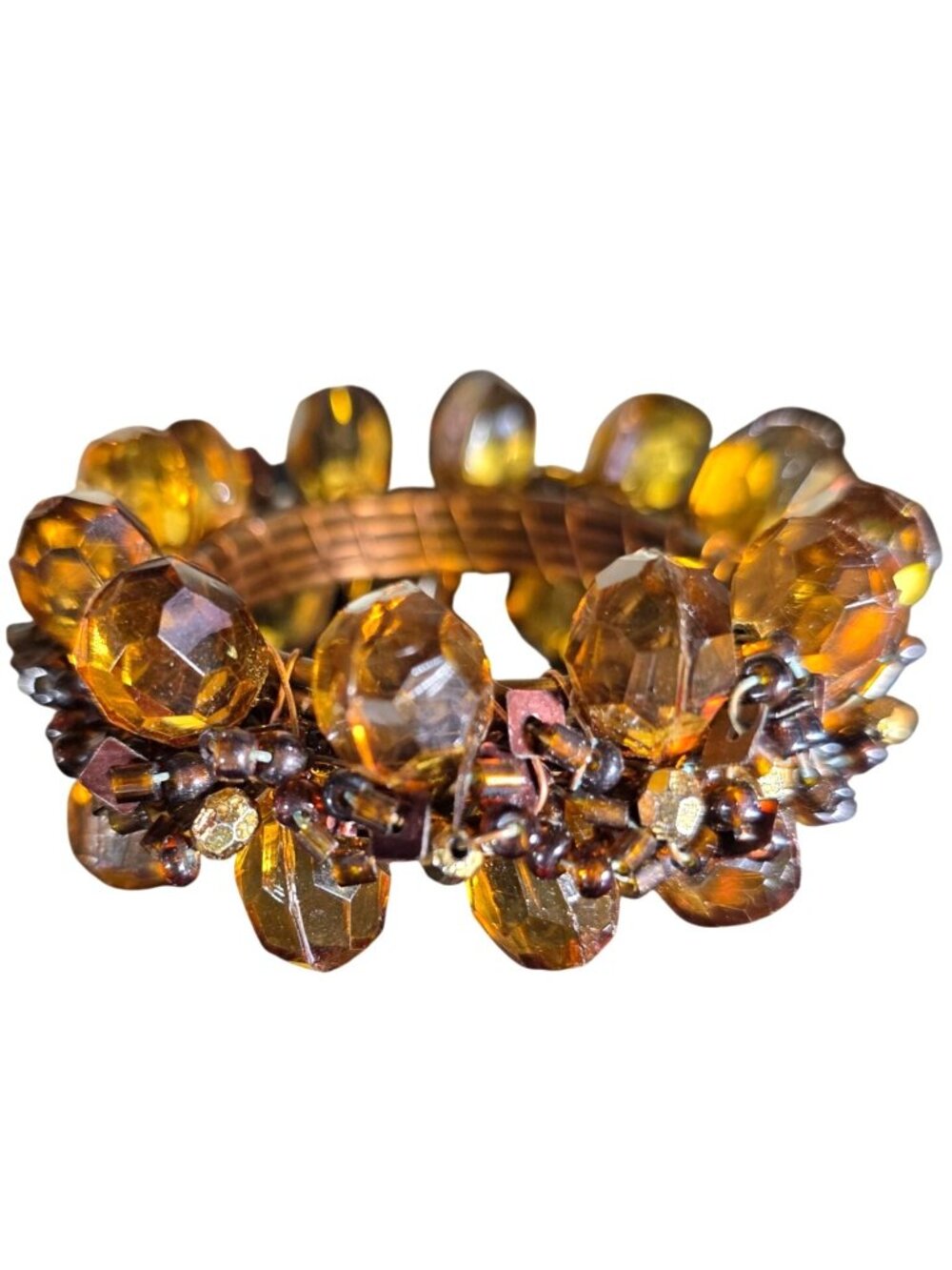 Set of 6 Beaded Napkin Rings Brown Wire Wrap autumn Thanksgiving table settings